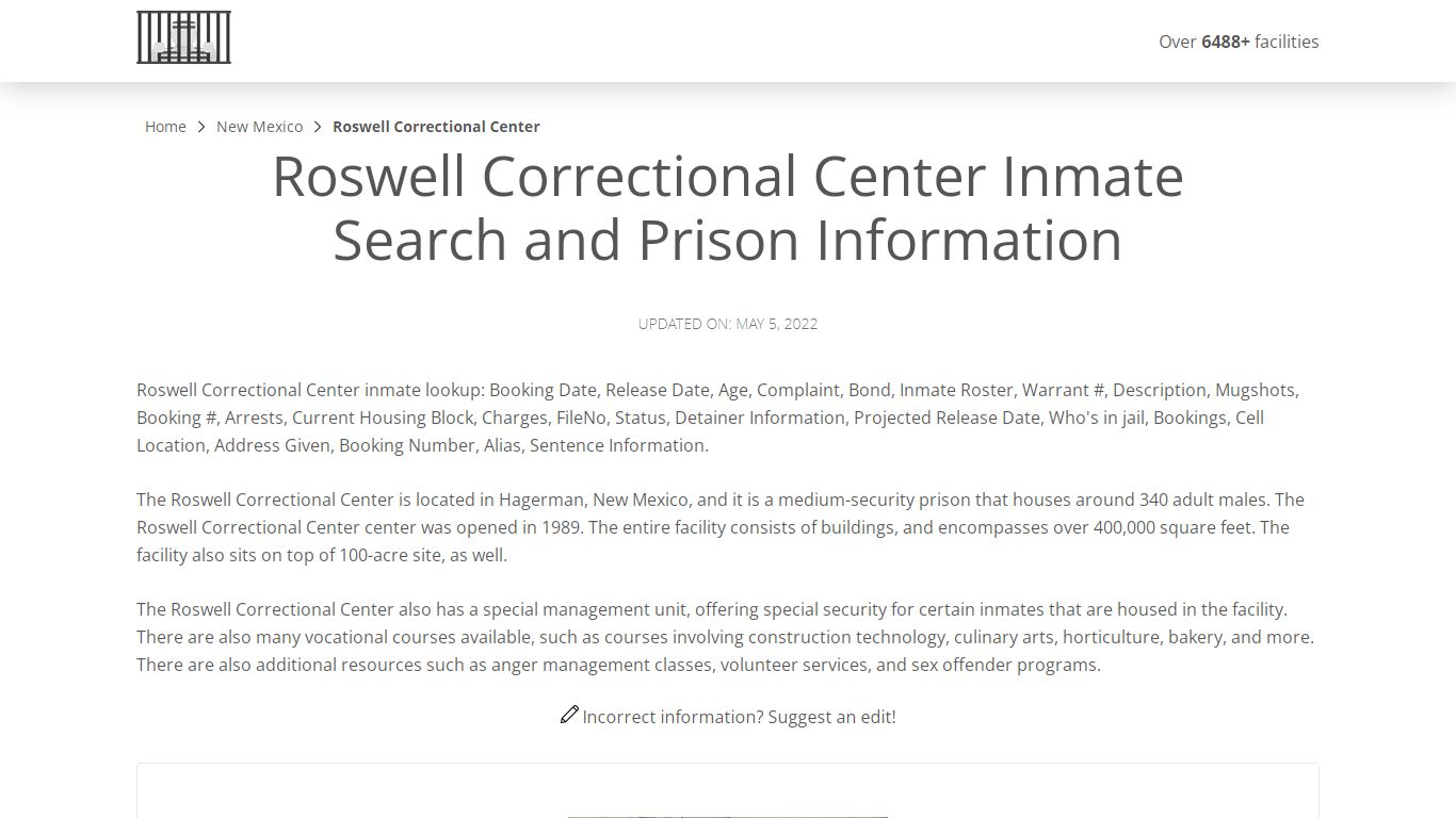 Roswell Correctional Center Inmate Search, Visitation ...